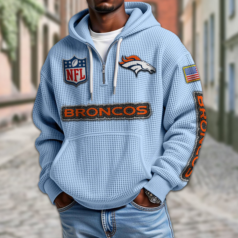 Denver Broncos Waffle Half Zip Hoodie PBETH6O