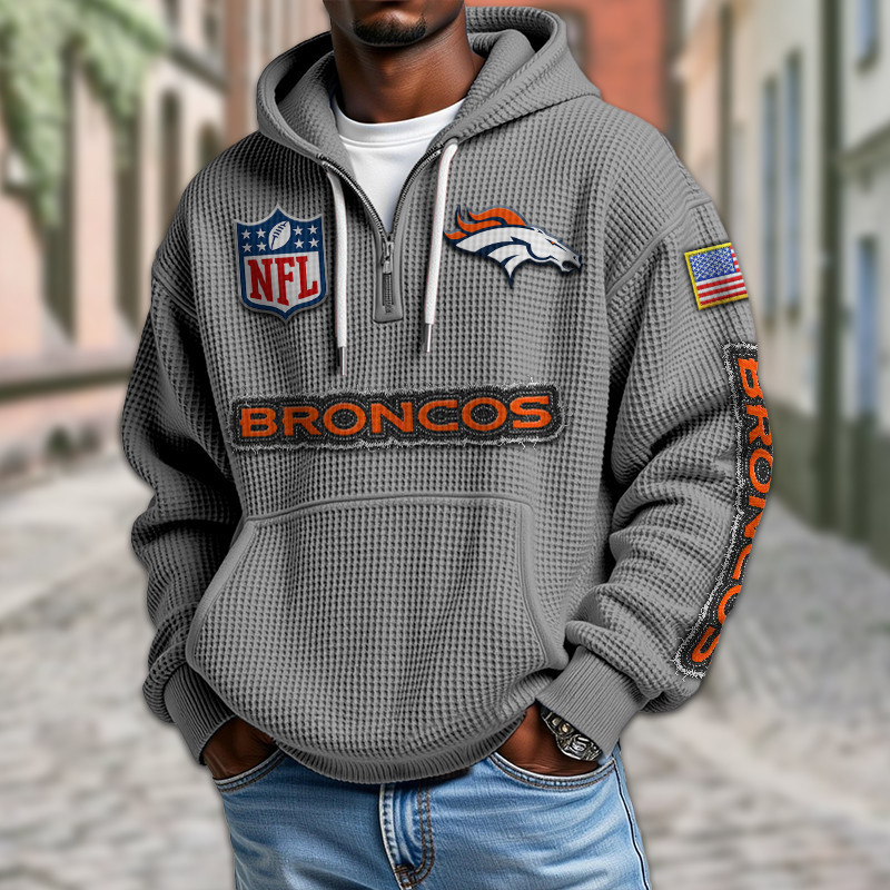 Denver Broncos Waffle Half Zip Hoodie PBETH6O