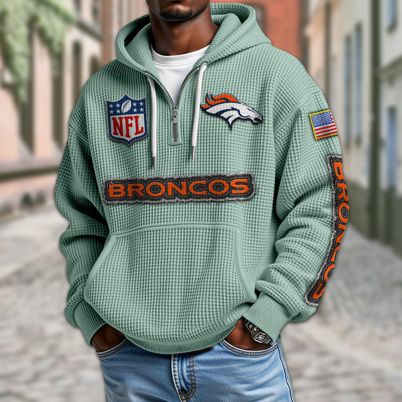 Denver Broncos Waffle Half Zip Hoodie PBETH6O