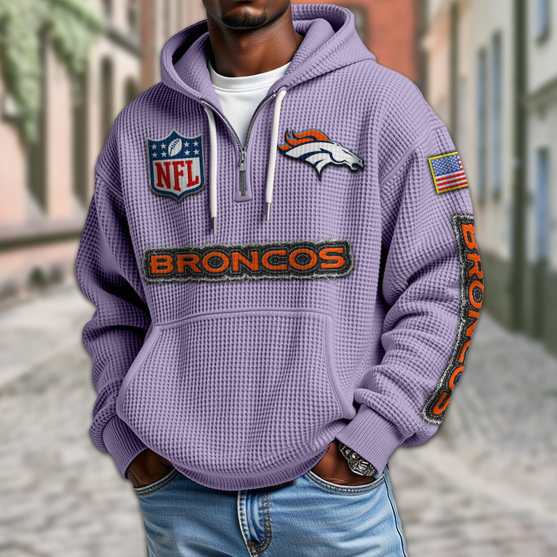 Denver Broncos Waffle Half Zip Hoodie PBETH6O