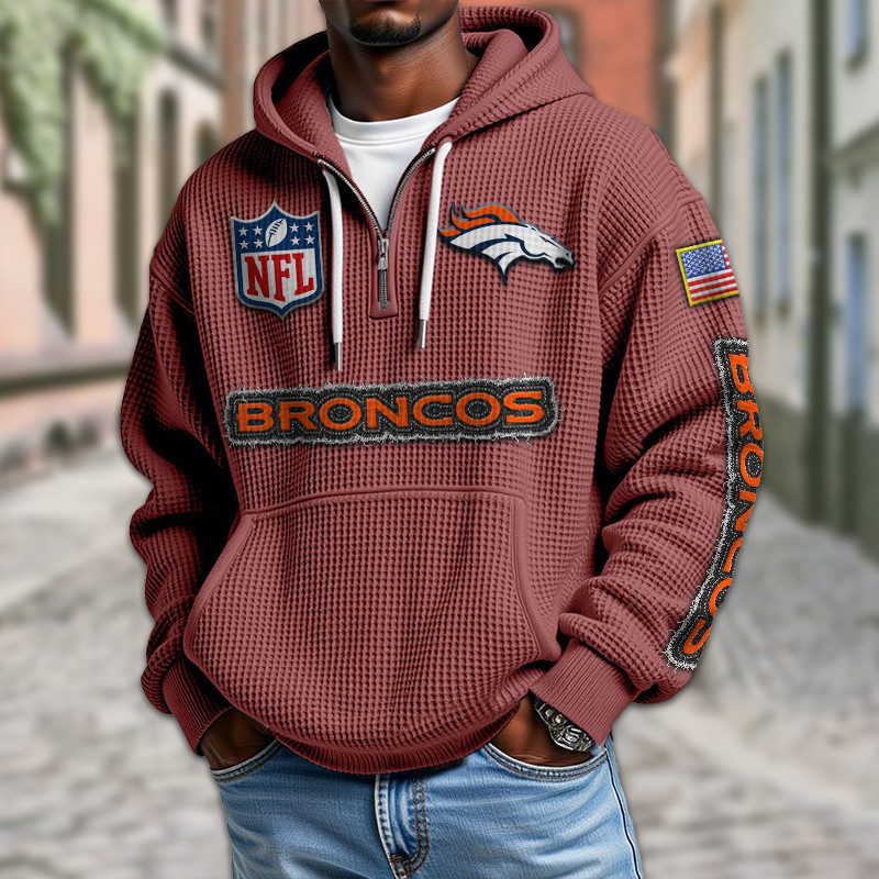 Denver Broncos Waffle Half Zip Hoodie PBETH6O
