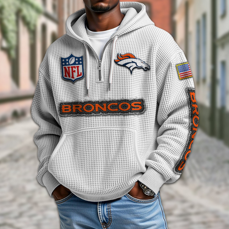 Denver Broncos Waffle Half Zip Hoodie PBETH6O