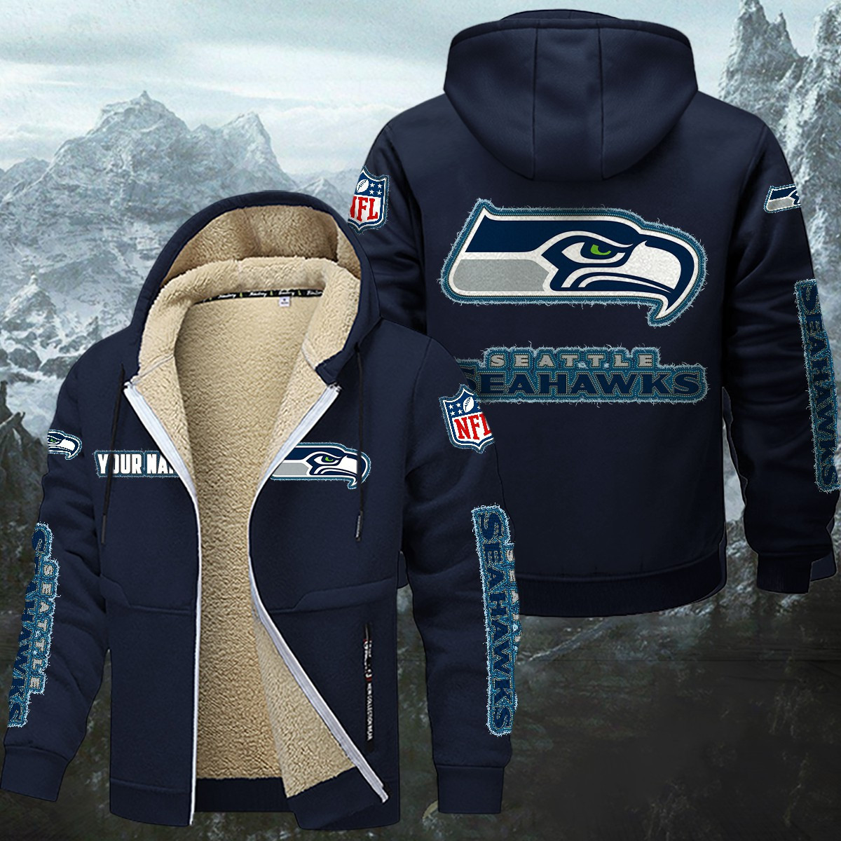 Seattle Seahawks Sherpa-Lined Zip Hoodie WINHZVC12029
