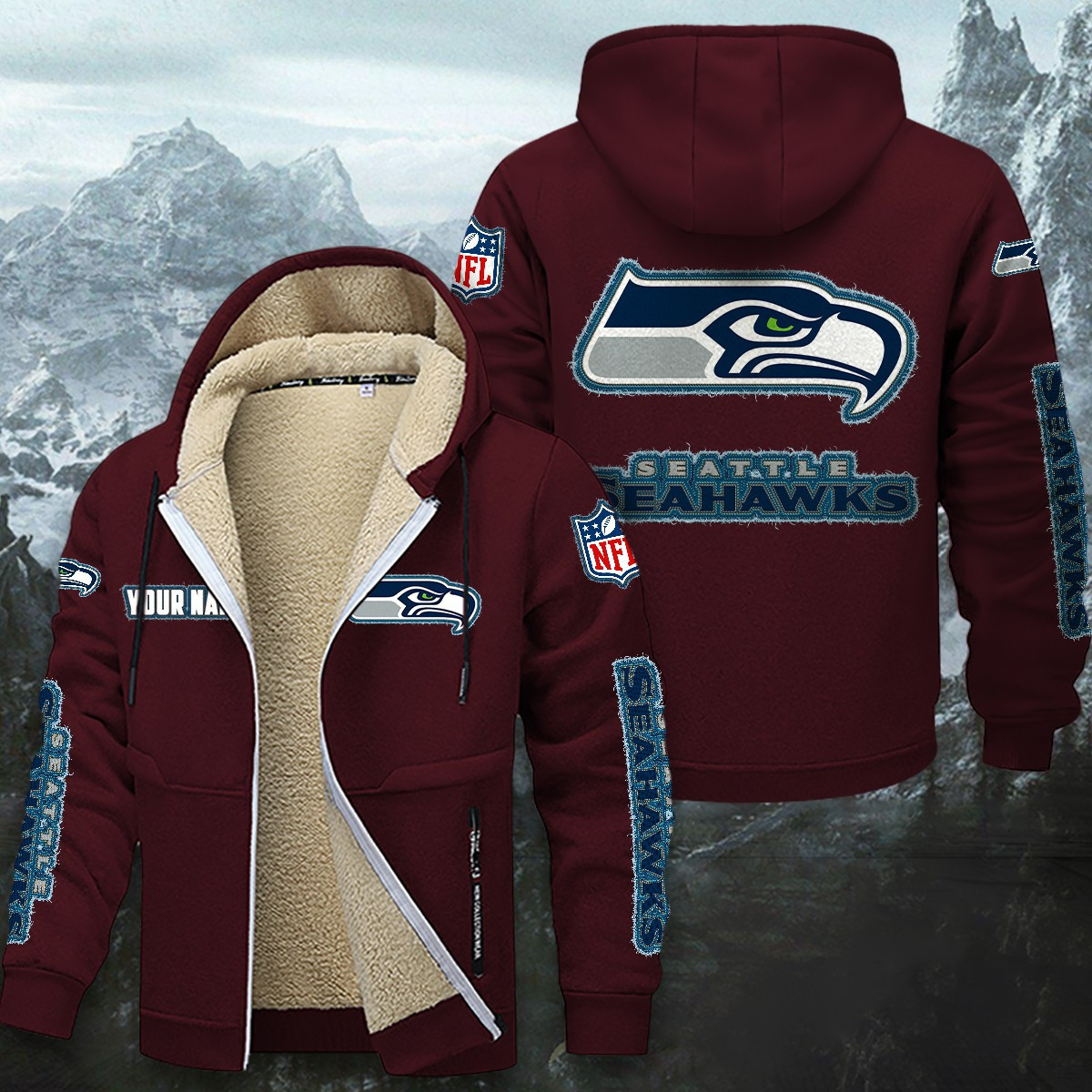 Seattle Seahawks Sherpa-Lined Zip Hoodie PB40QHC