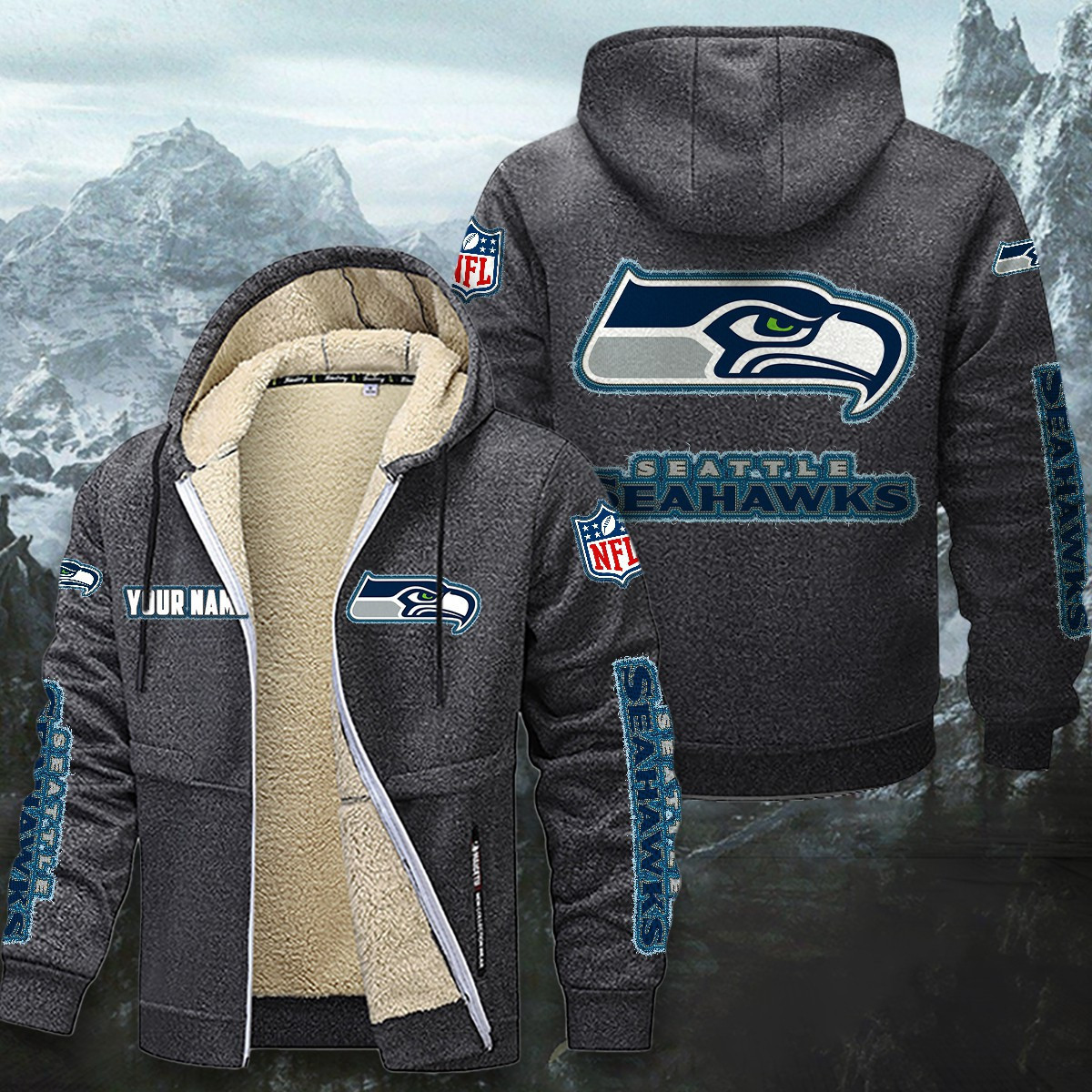 Seattle Seahawks Sherpa-Lined Zip Hoodie PB40QHC