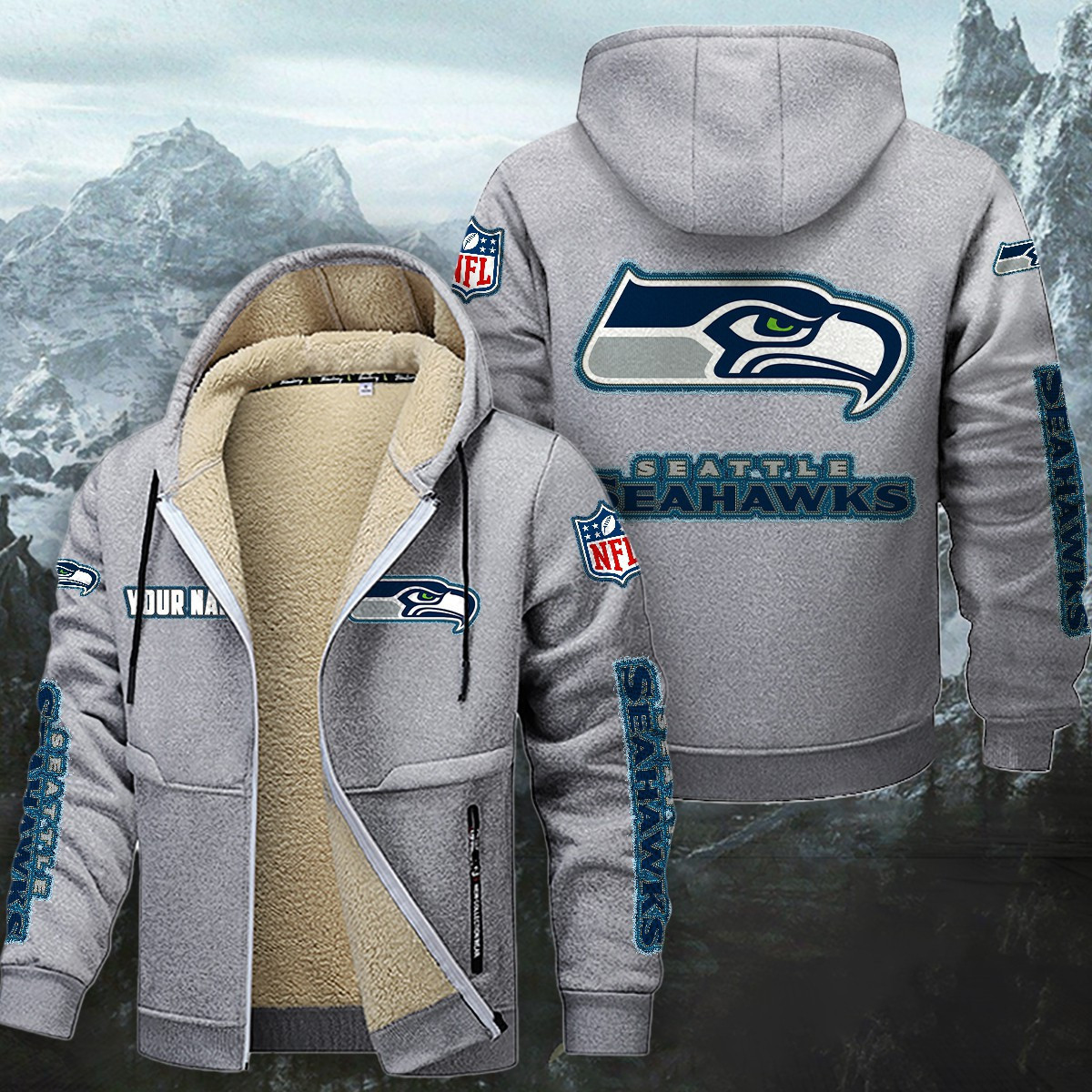 Seattle Seahawks Sherpa-Lined Zip Hoodie PB40QHC