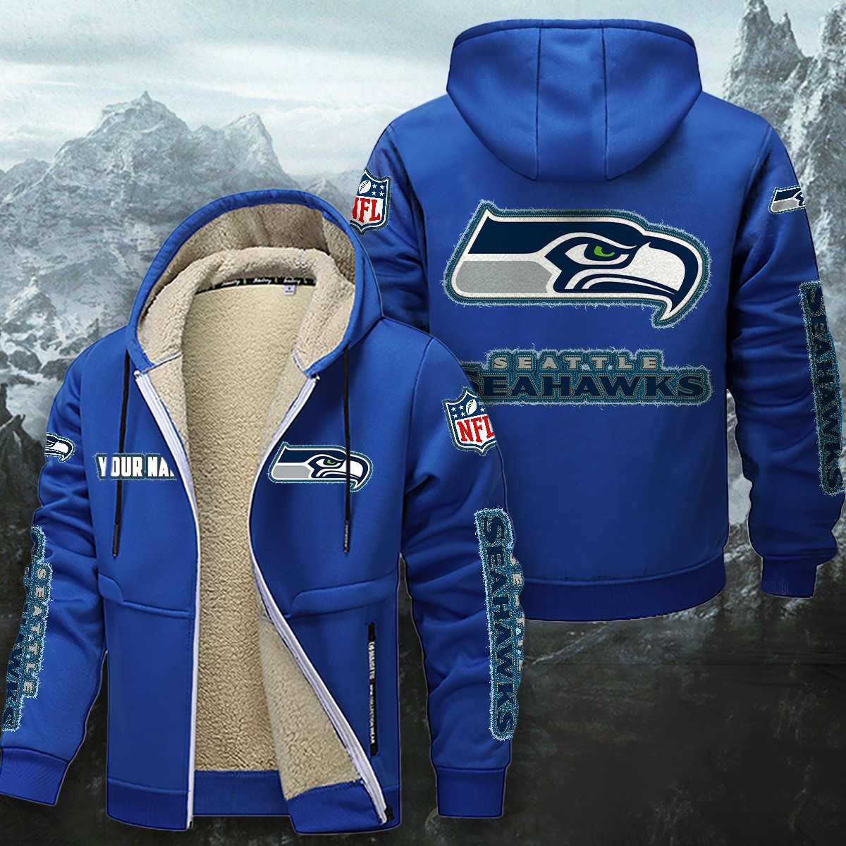 Seattle Seahawks Sherpa-Lined Zip Hoodie PB40QHC