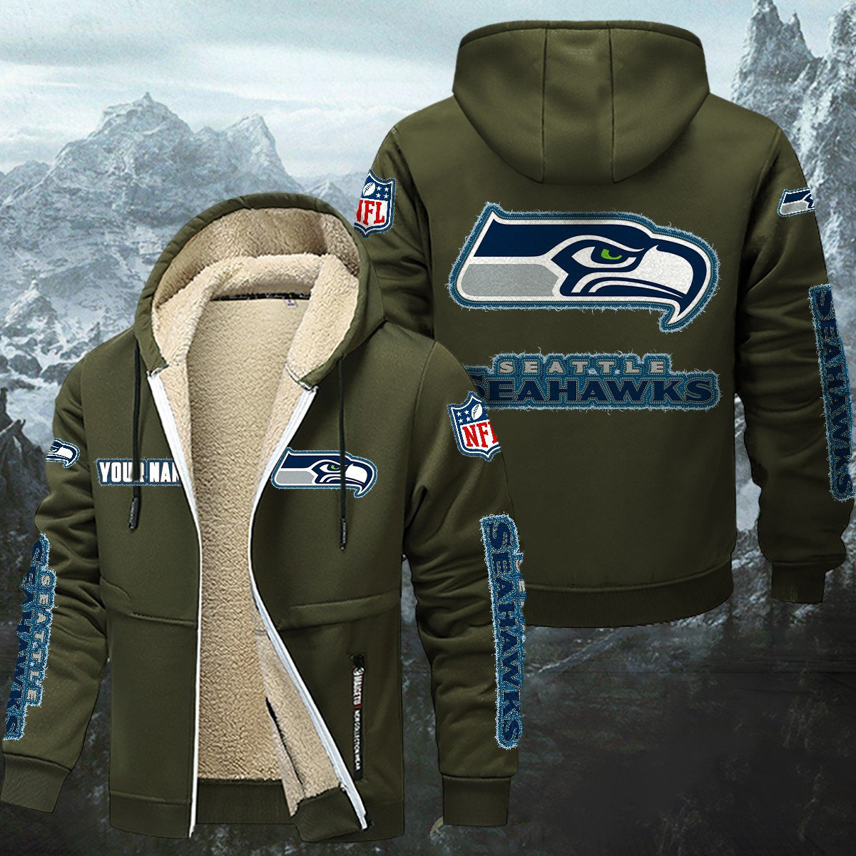 Seattle Seahawks Sherpa-Lined Zip Hoodie PB40QHC