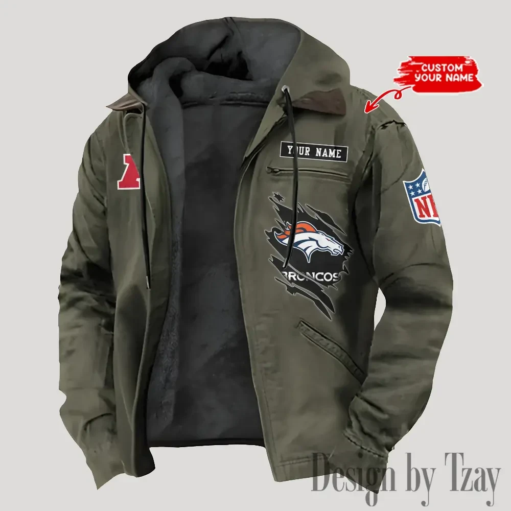 Denver Broncos Men's Casual Padded Jacket Hooded Trending 2025 SPTPJH139