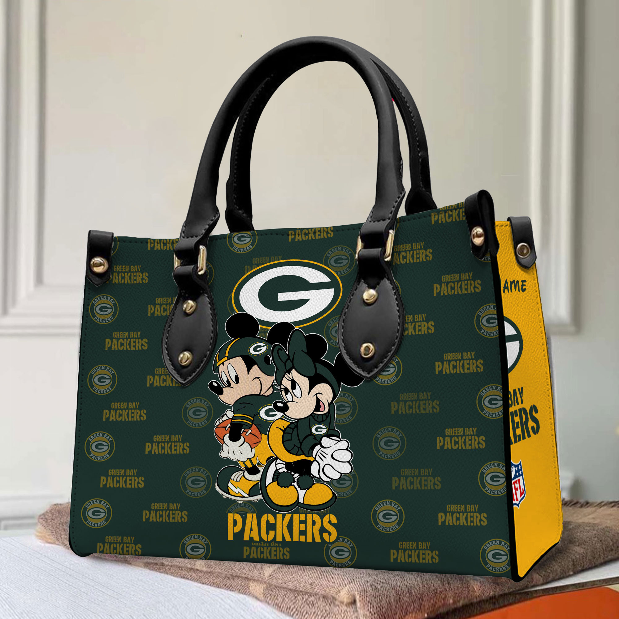 Green Bay Packers Personalized Leather Hand Bag PBZ7O9A