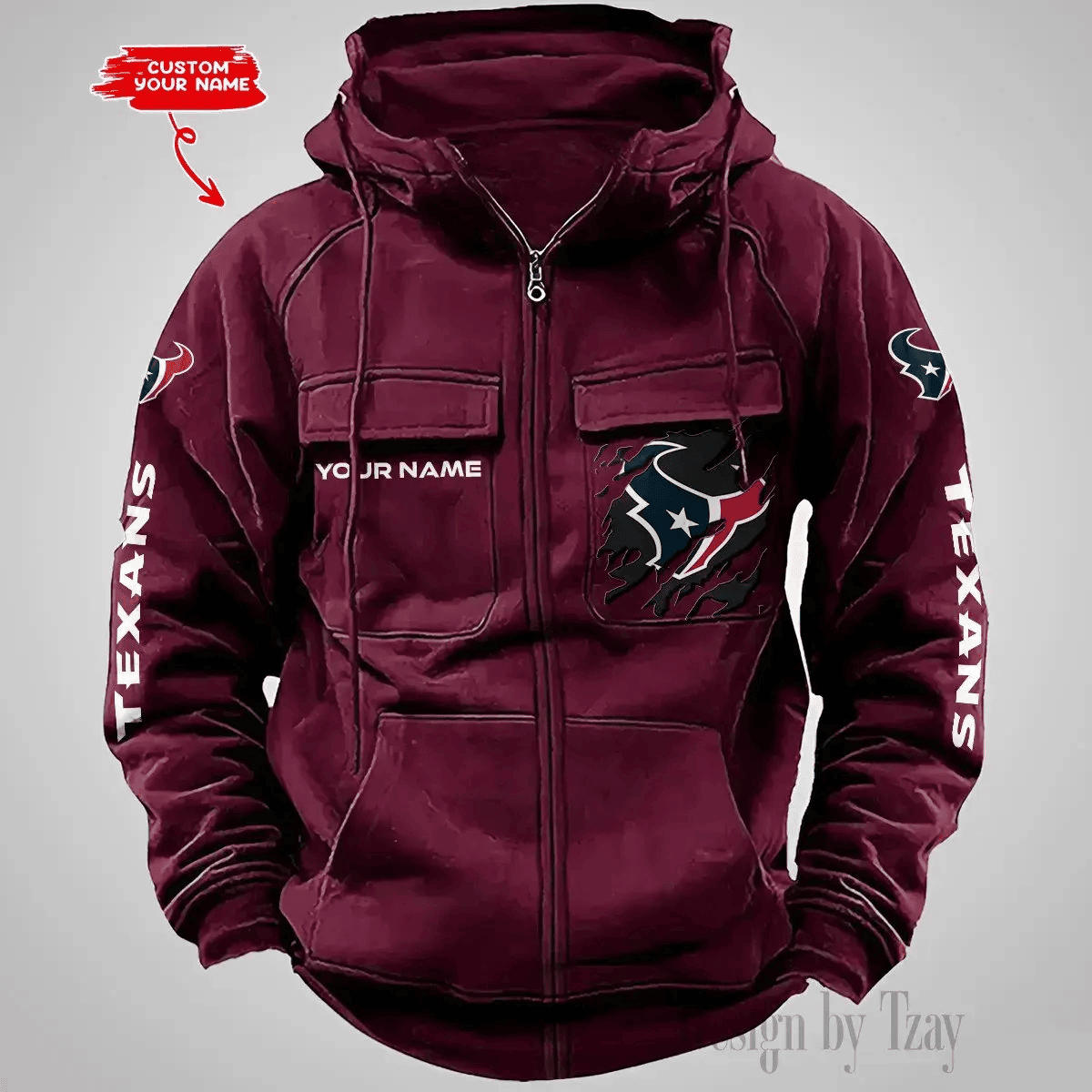 Houston Texans Vintage Men Hoodies Zipup DV5 AZVMHD044