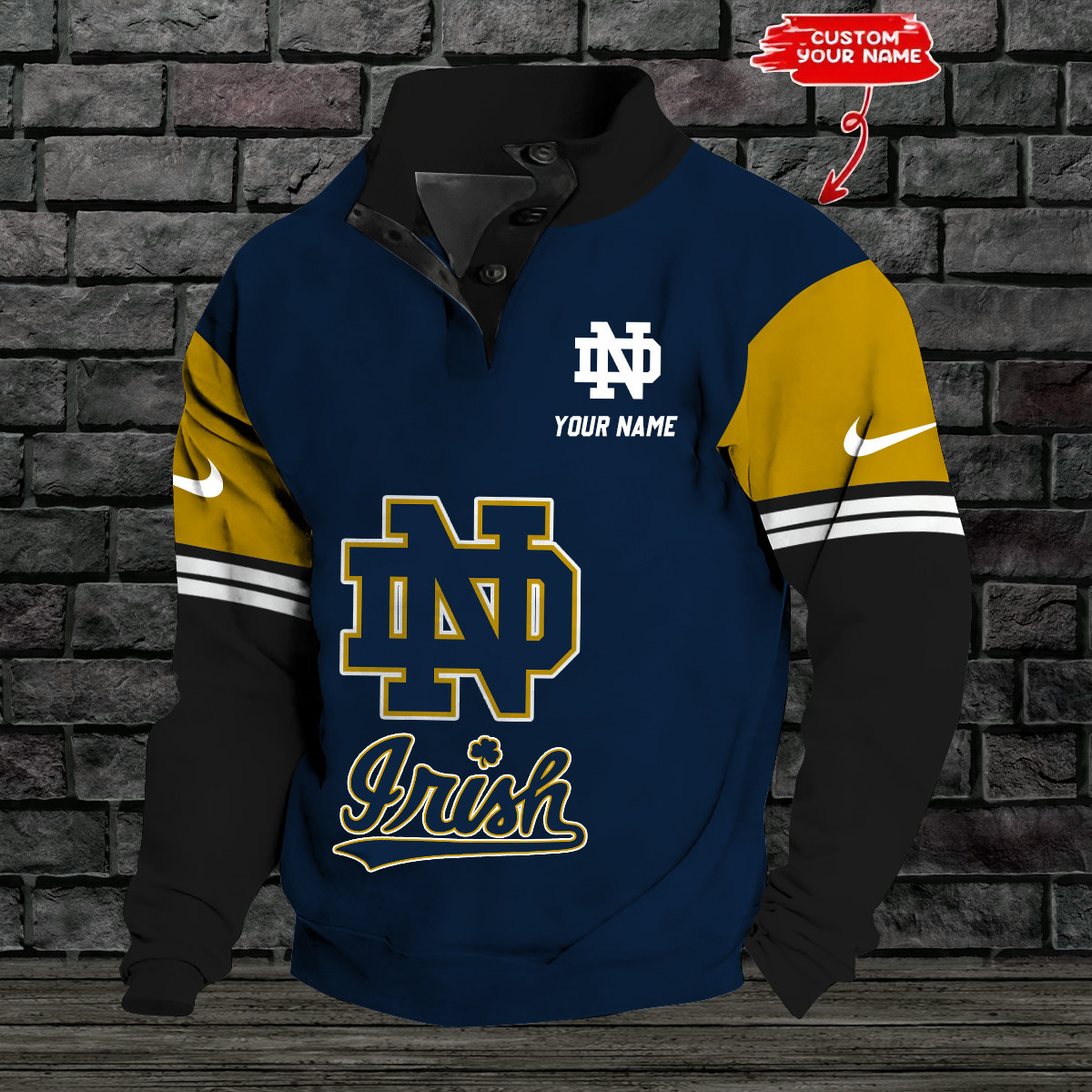 Notre Dame Double Breasted Stand Collar Hoodies PBT8RUG