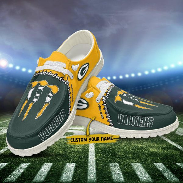Green Bay Packers Personalized Moccasin Slippers – Hey Dude Shoes Style PBLK1LN