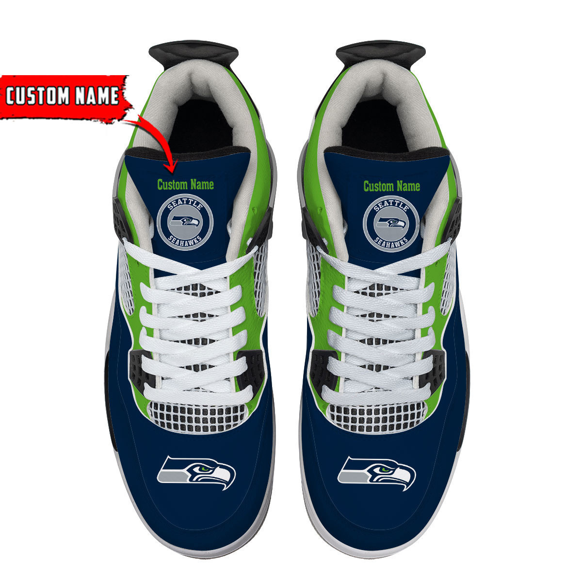 Seattle Seahawks Personalized AJ4 Sneaker PBQ7I04