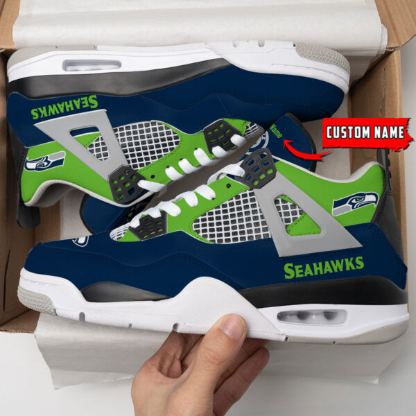 Seattle Seahawks Personalized AJ4 Sneaker PBQ7I04