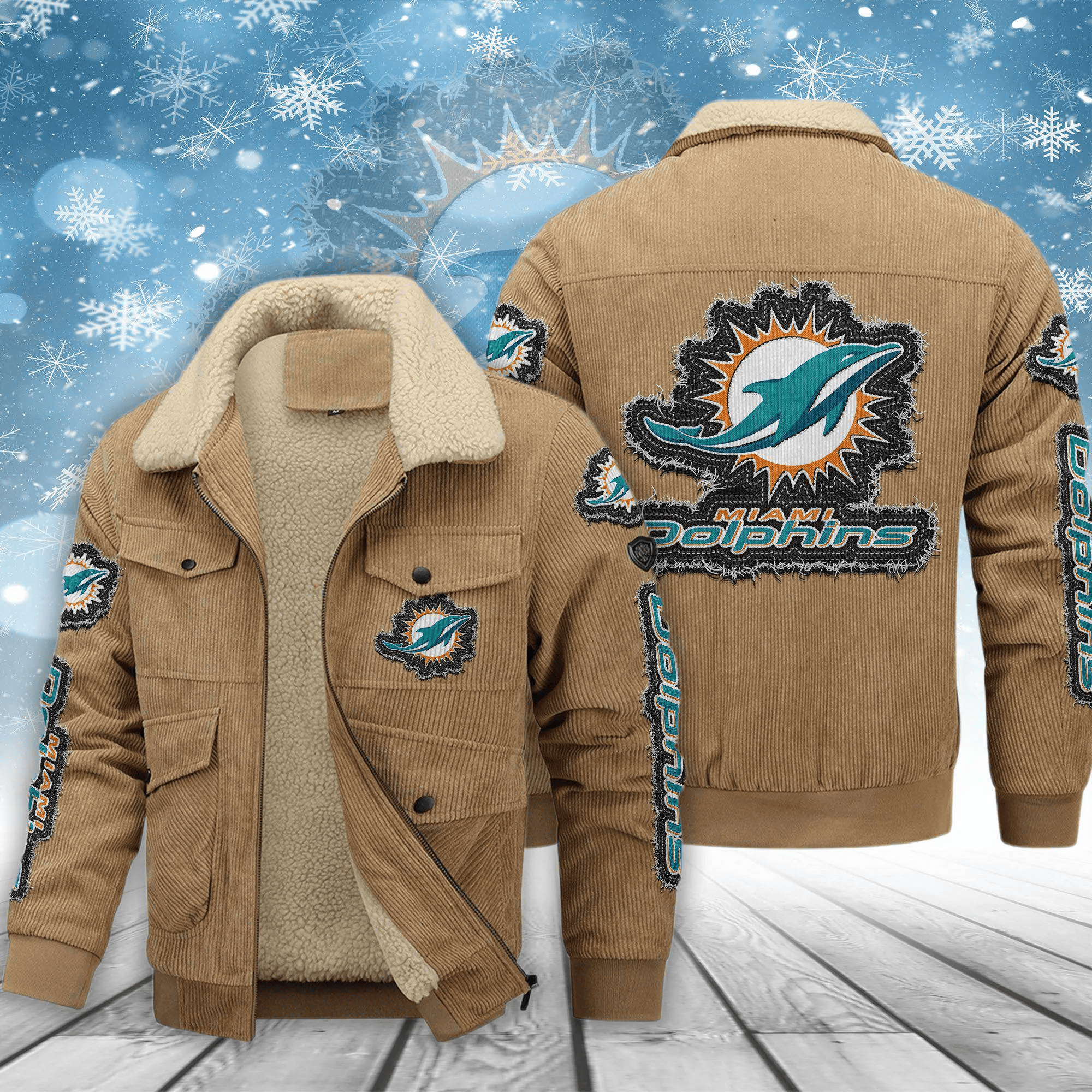 Miami Dolphins Men's Thickened Corduroy Jacket ( SIZE M - 8 XL ) PB7T548
