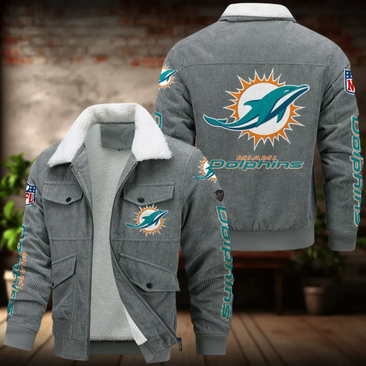 Miami Dolphins Men's Thickened Corduroy Jacket ANZANZTCJ020 ( SIZE M - 8 XL )