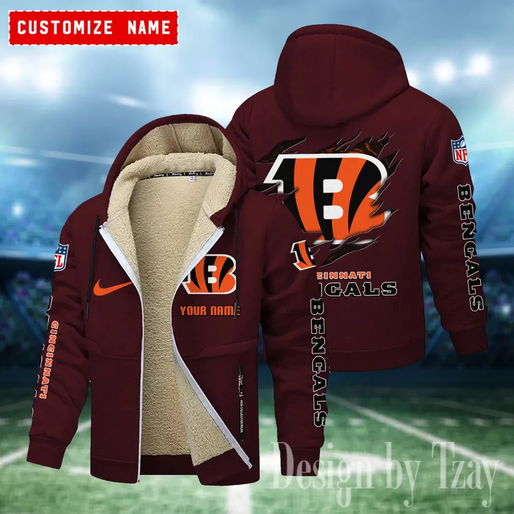 Cincinnati Bengals Hoodies Zip Velvet Coat PB2CXVX
