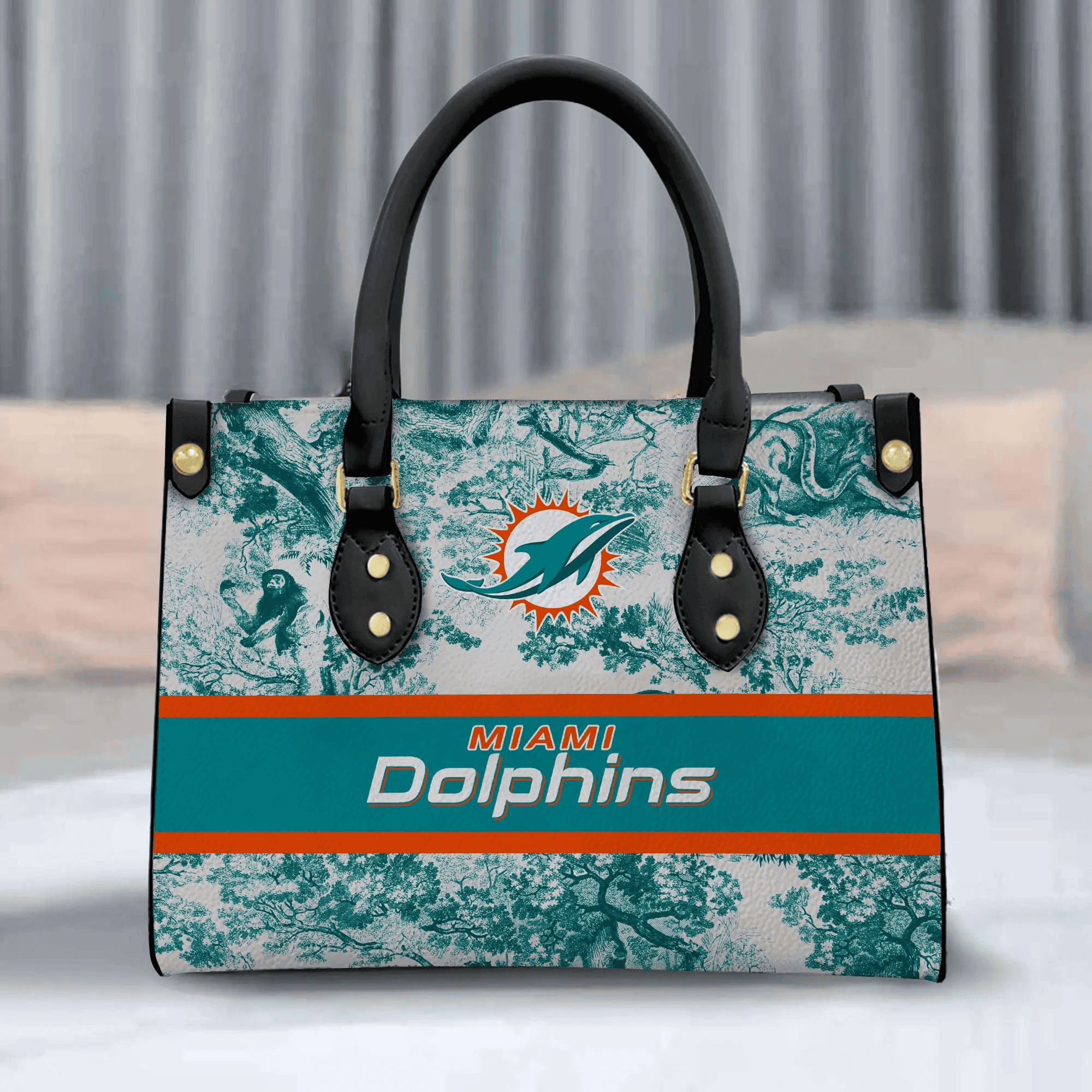 Miami Dolphins Personalized Leather Hand Bag PB0H8RI