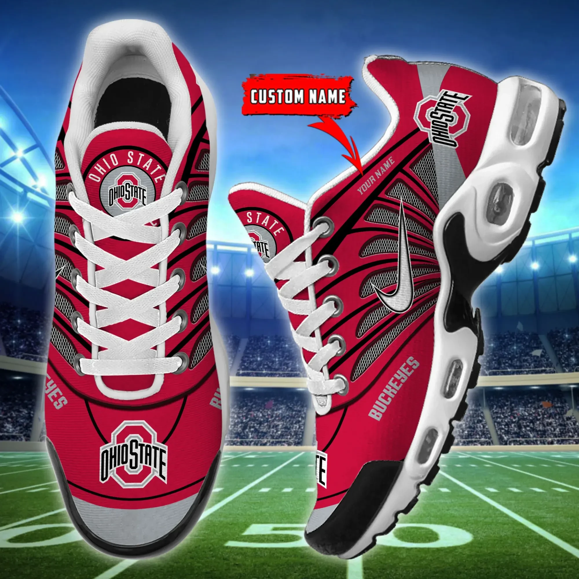 Ohio State Buckeyes Personalized Plus T-N Youth Sneakers TD51VV