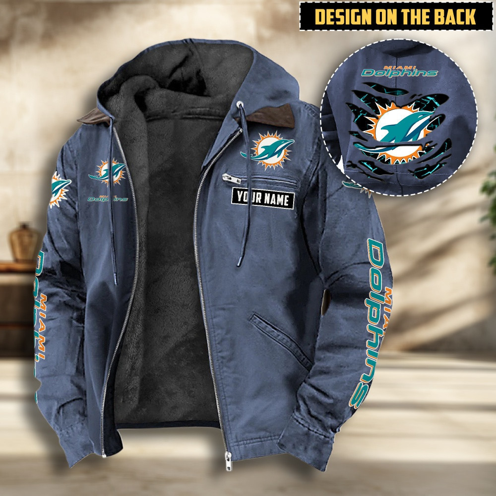 Miami Dolphins Men's Casual Padded Jacket Hooded VITHCJ166