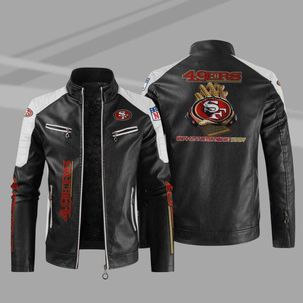 San Francisco 49ers Stand Collar Leather Jacket PB03EA4