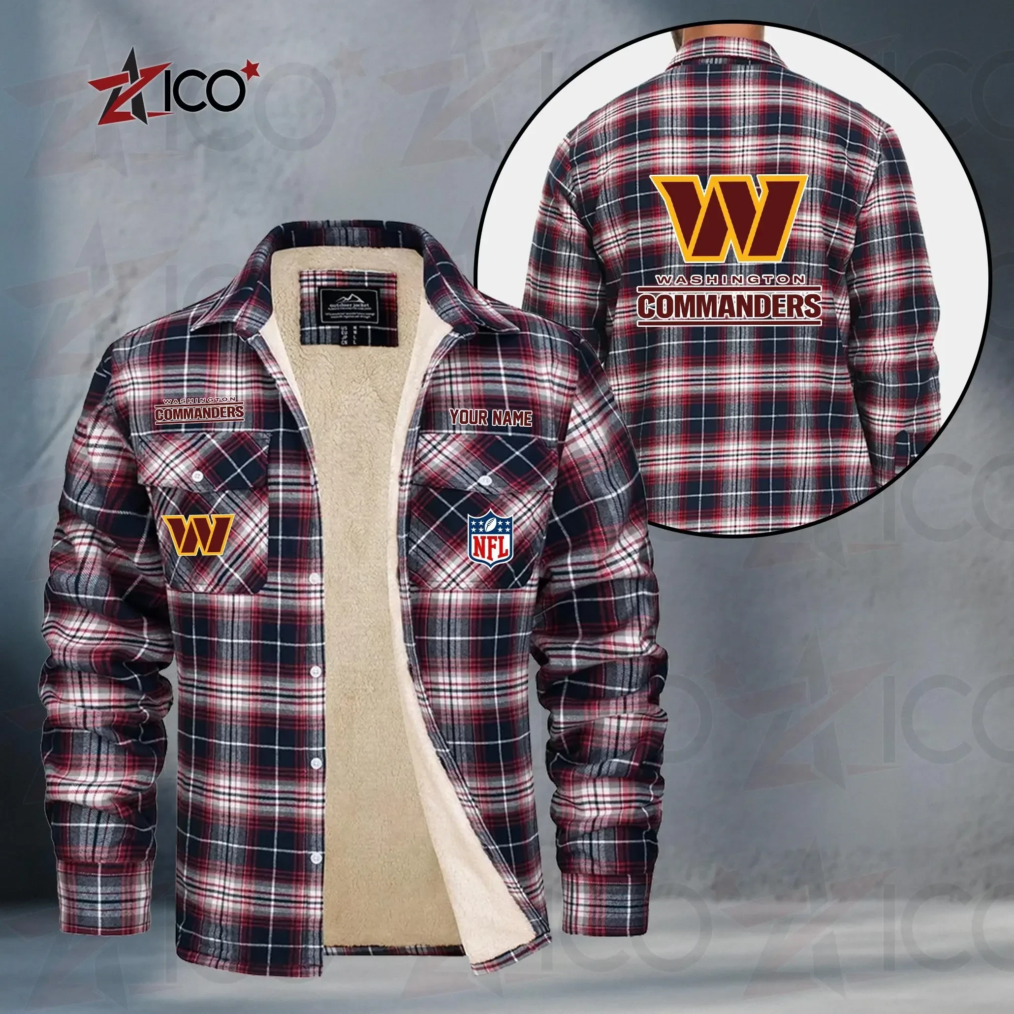 Washington Commanders Fleece Flannel Plaid Jacket PBD1AFG
