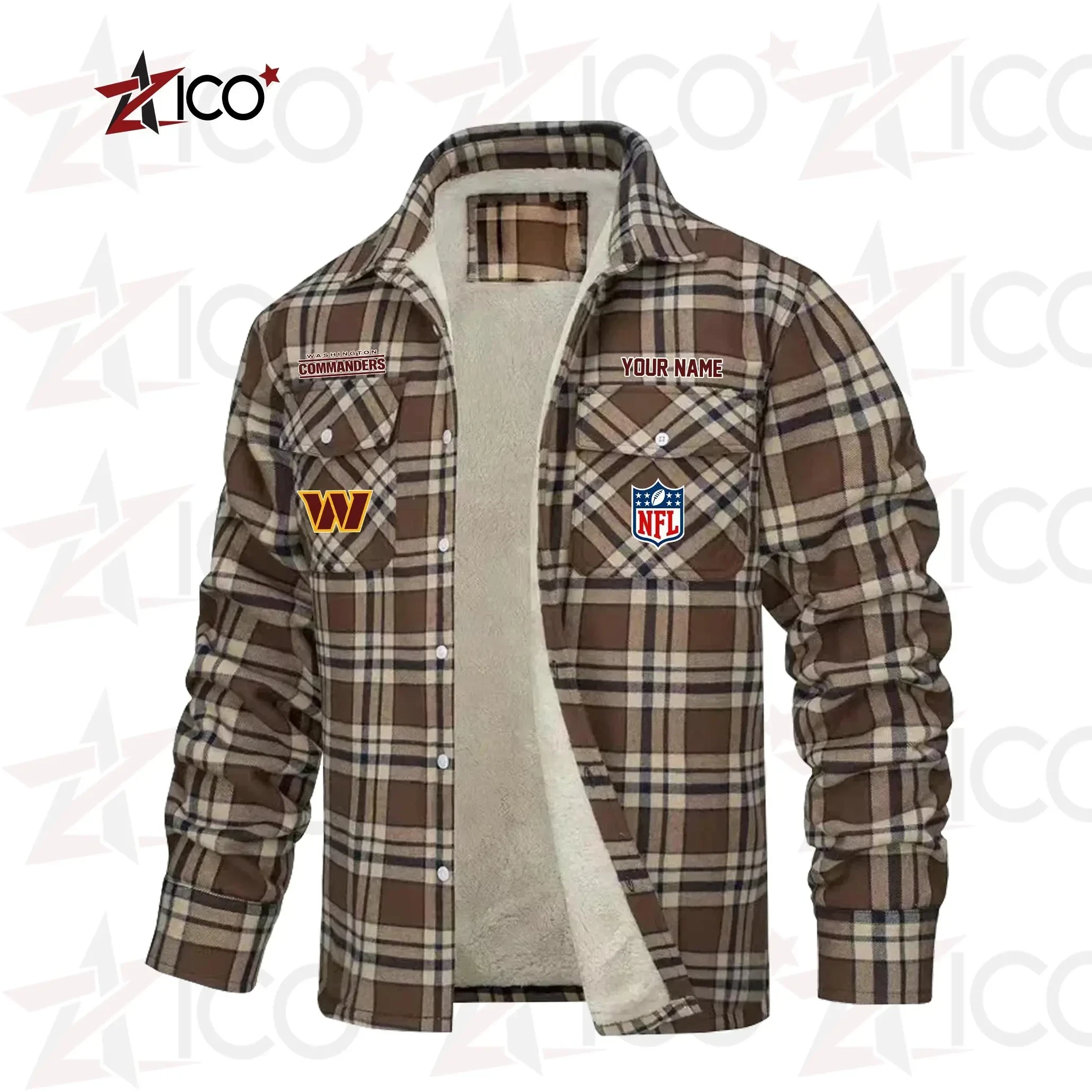 Washington Commanders Fleece Flannel Plaid Jacket PBD1AFG