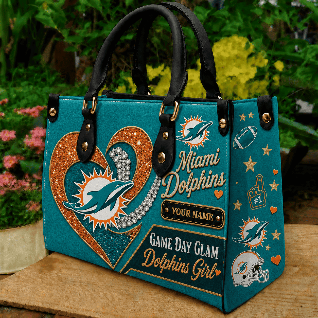 Miami Dolphins NFL Premium Leather Hand Bag Personalized Gift For Fan Men Women - Limited Edition MGF12