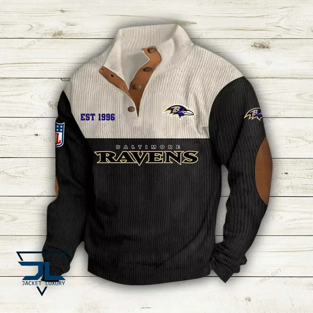 NFL Baltimore Ravens Color Block Stand Collar Sweatshirt CBSCS-P2B6M3