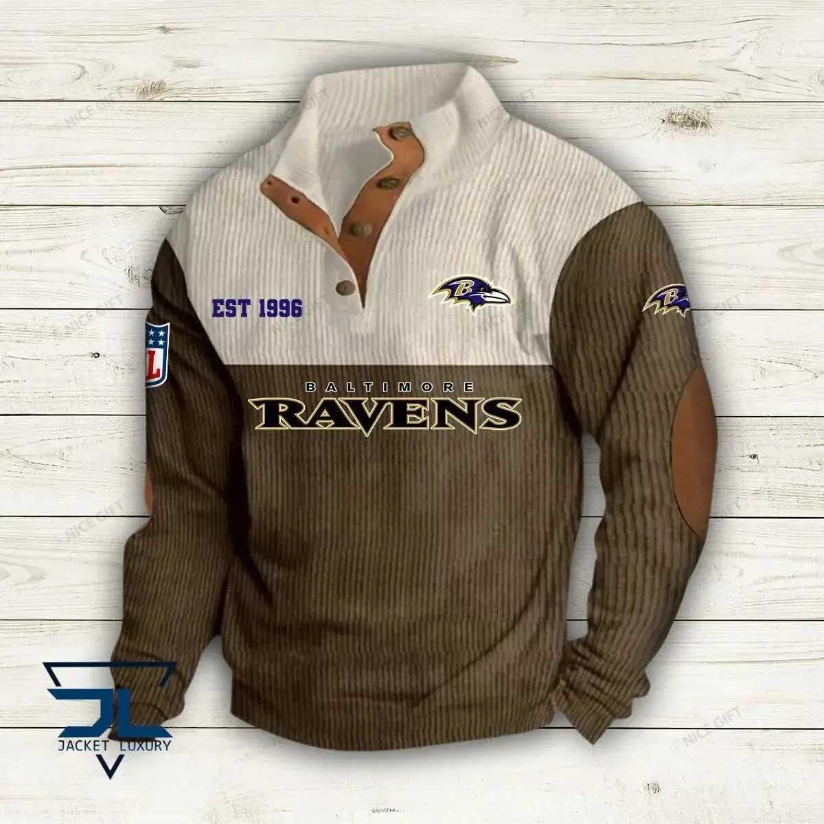 NFL Baltimore Ravens Color Block Stand Collar Sweatshirt PBVG3RI