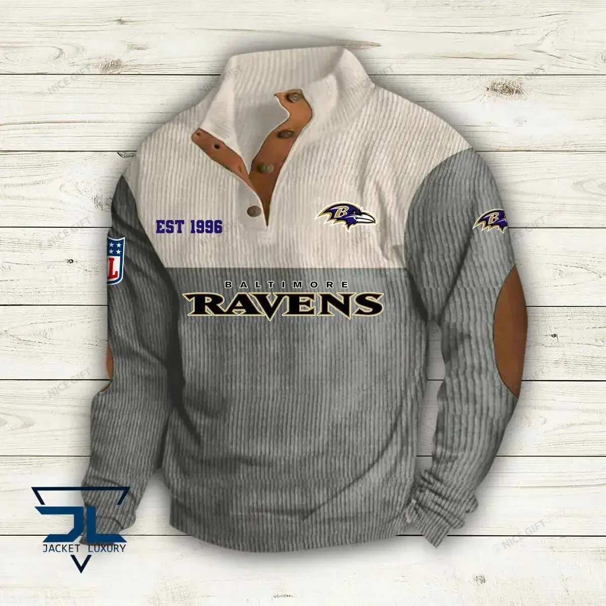 NFL Baltimore Ravens Color Block Stand Collar Sweatshirt PBVG3RI
