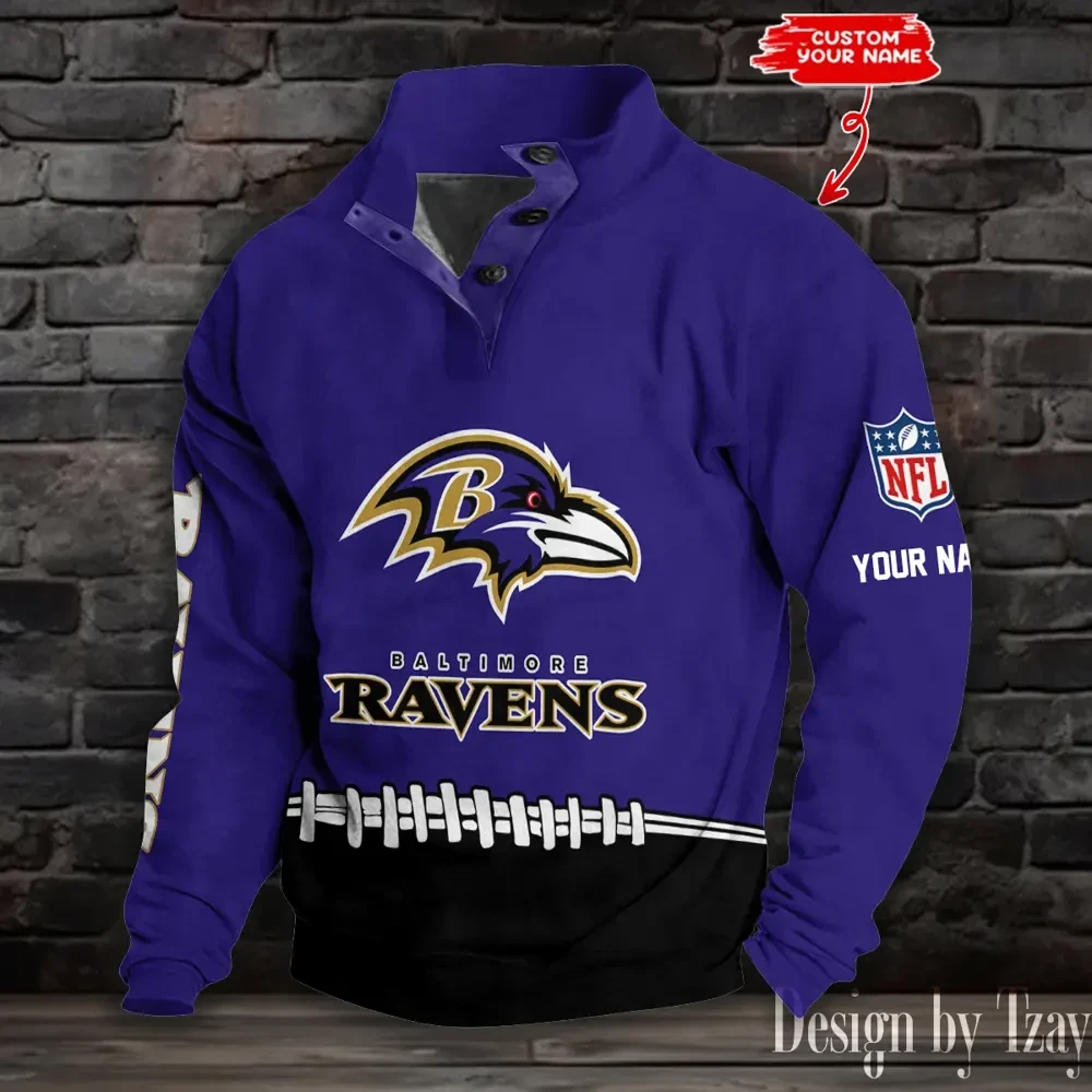 Baltimore Ravens Casual Long Sleeve Button Up Sweatshirt S9DBSCH2319