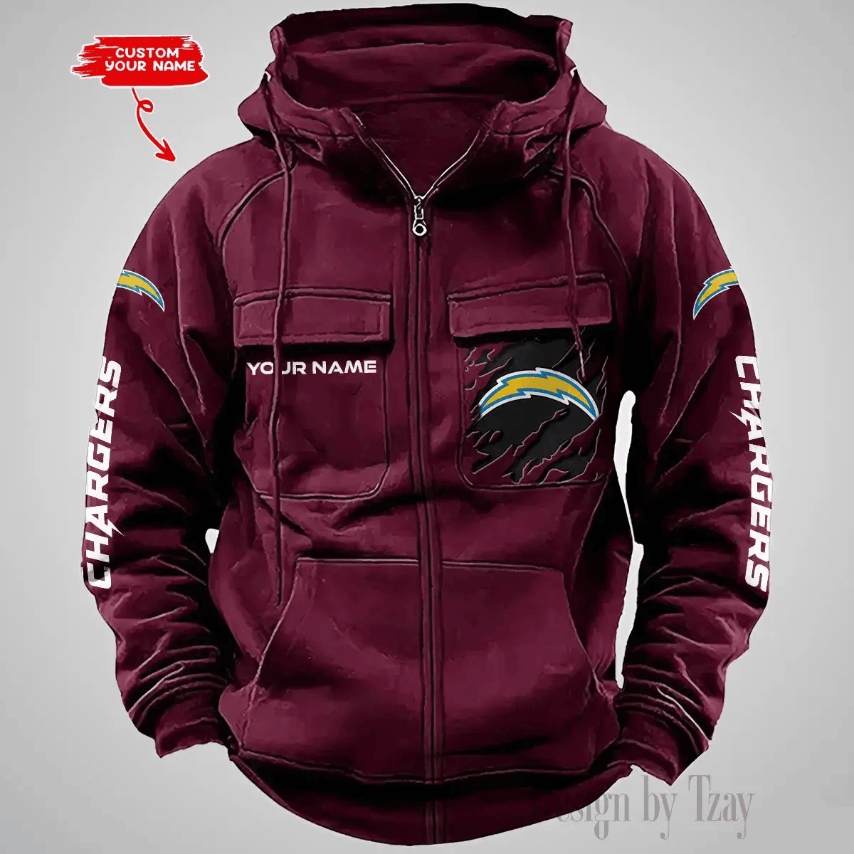 Los Angeles Chargers Vintage Men Hoodies Zipup DV5 PBOA3HQ