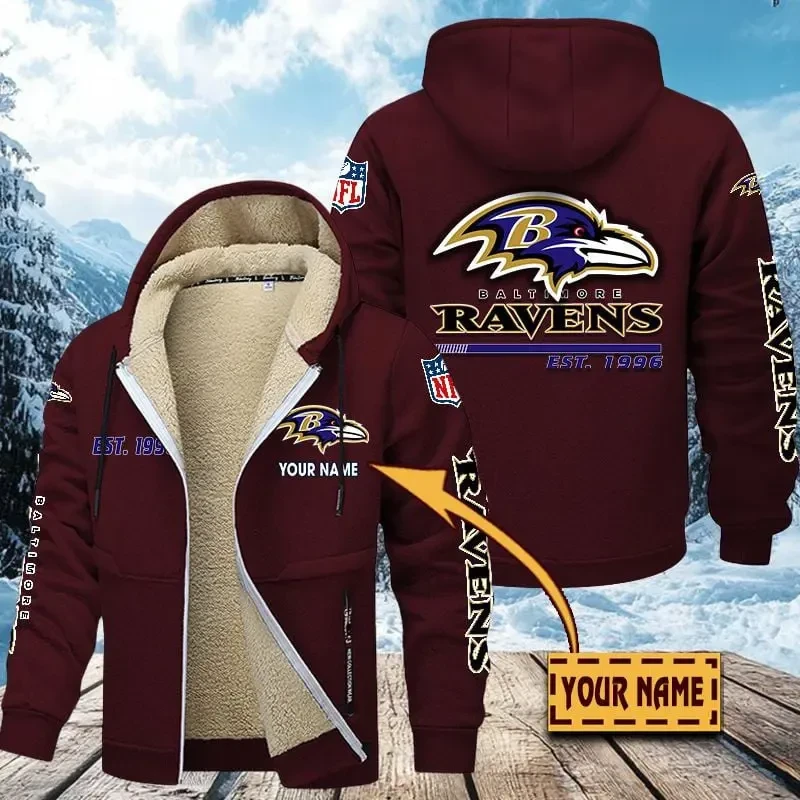 Baltimore Ravens Zip Up Fur Coat PBDJ8CE