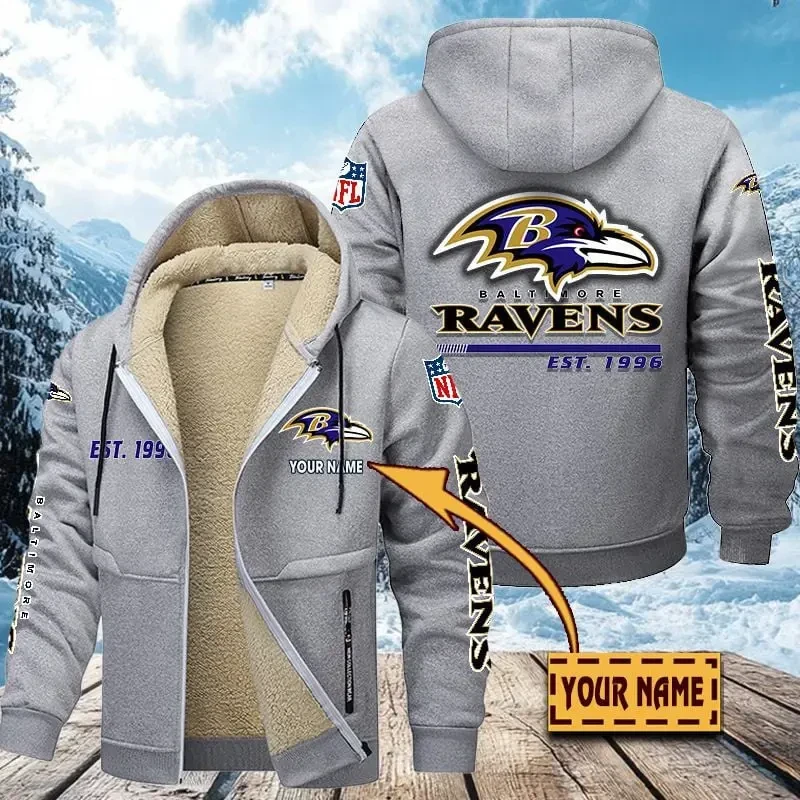 Baltimore Ravens Zip Up Fur Coat PBDJ8CE