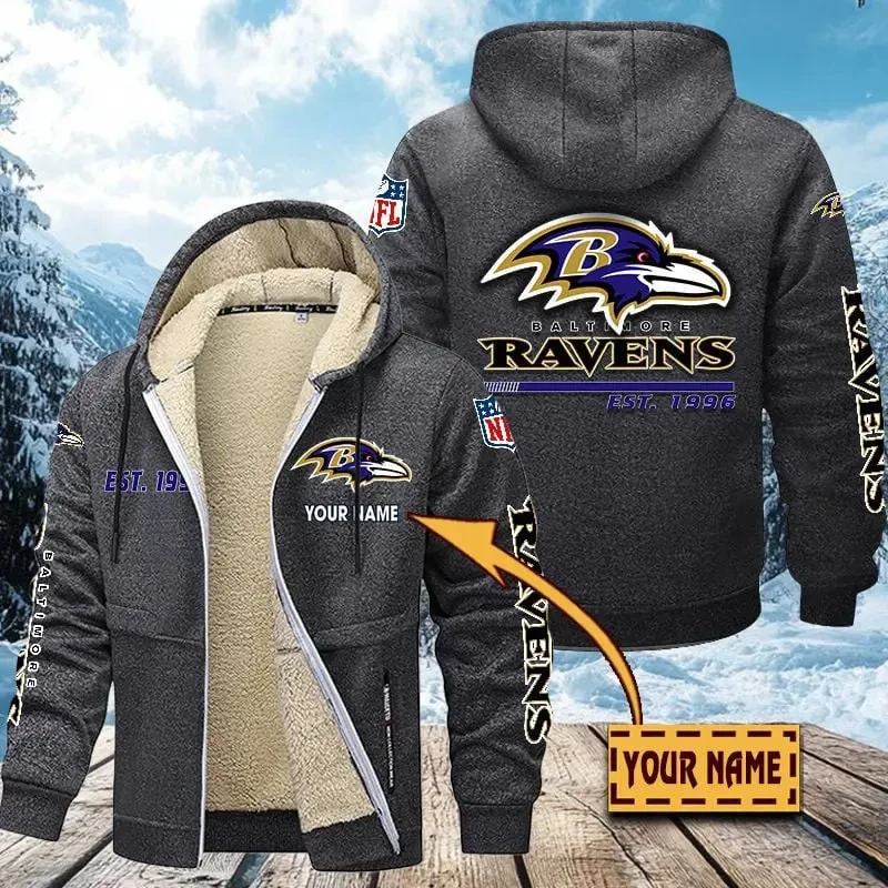 Baltimore Ravens Zip Up Fur Coat PBDJ8CE