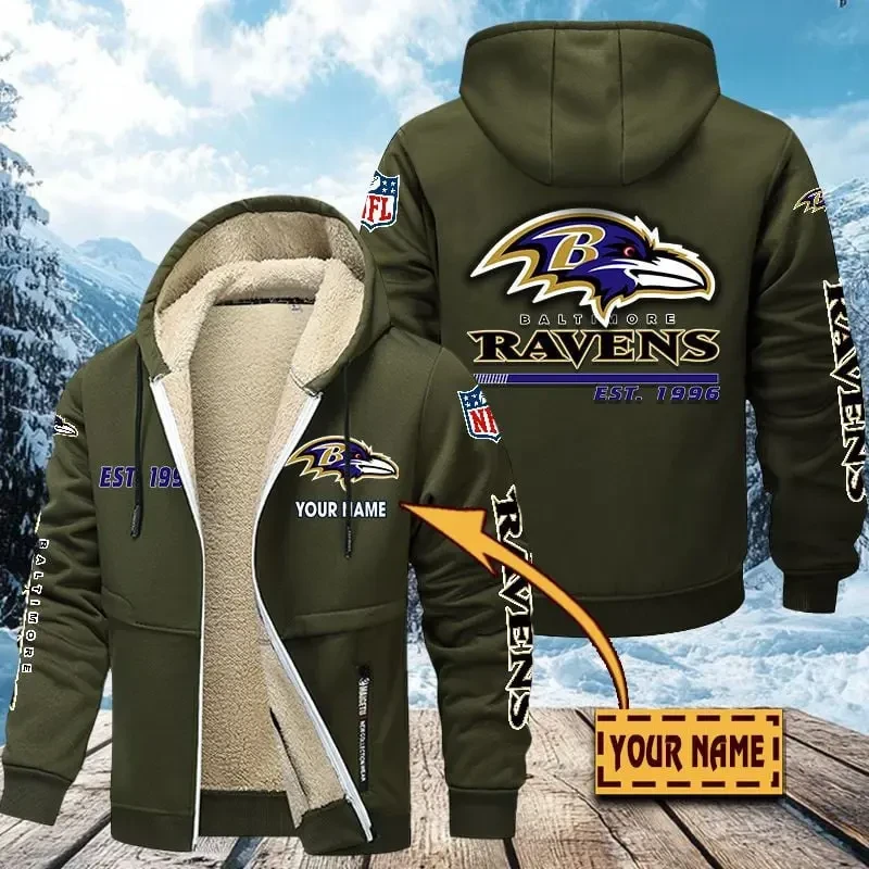Baltimore Ravens Zip Up Fur Coat PBDJ8CE