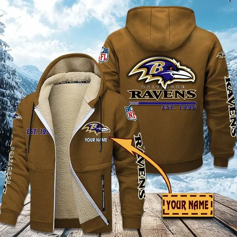 Baltimore Ravens Zip Up Fur Coat PBDJ8CE