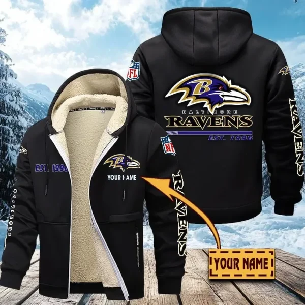 Baltimore Ravens Zip Up Fur Coat PBDJ8CE