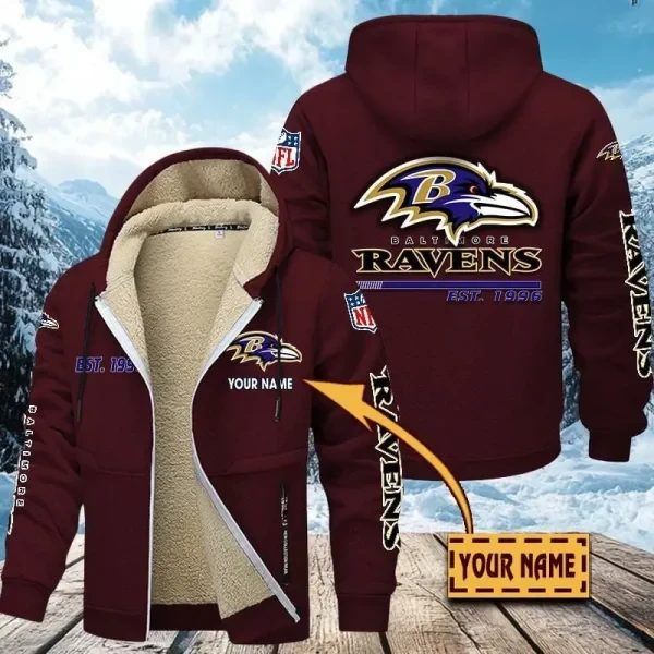 Baltimore Ravens Zip Up Fur Coat PBDJ8CE