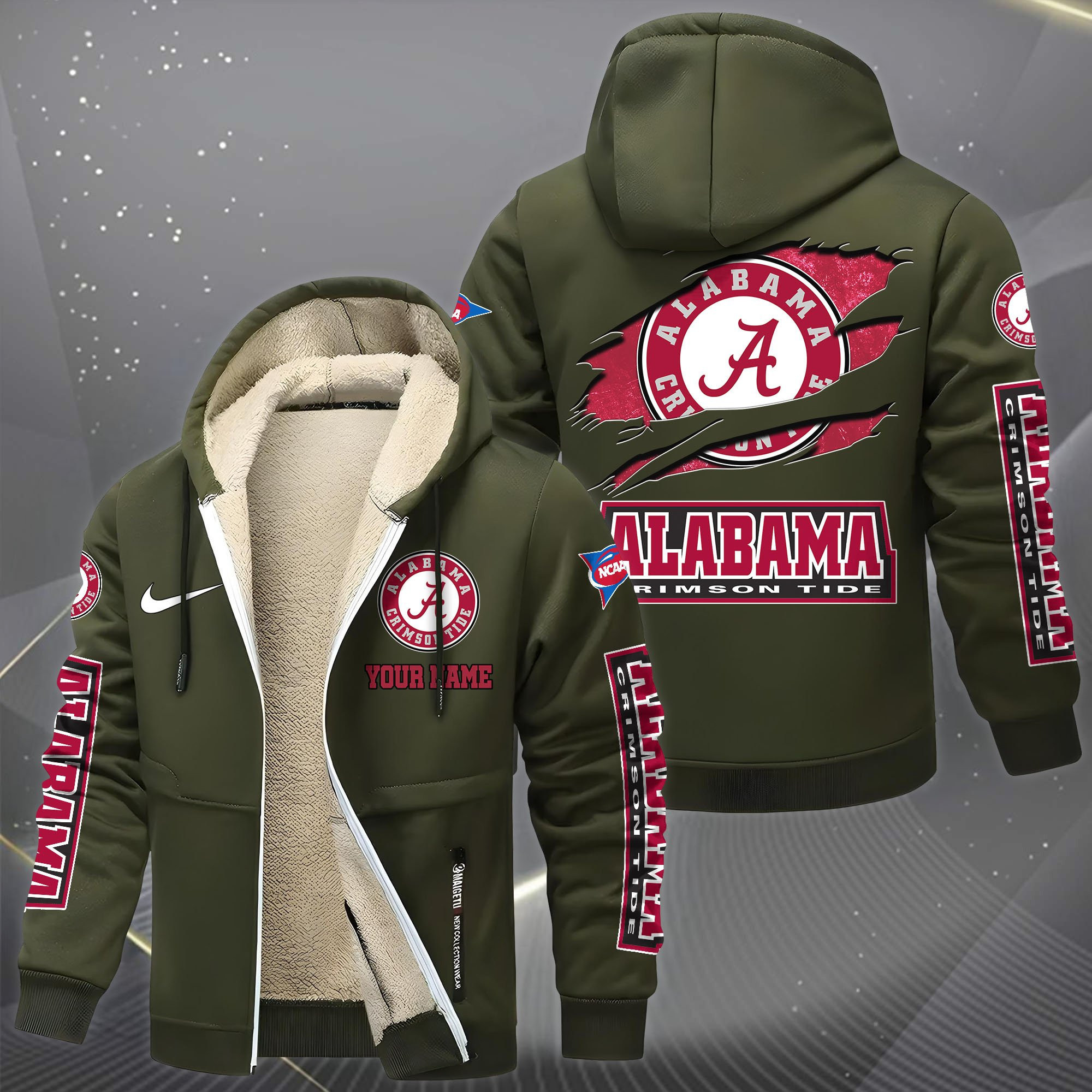 Alabama Crimson Tide Hoodies Zip Velvet Coat PB9ZUNL