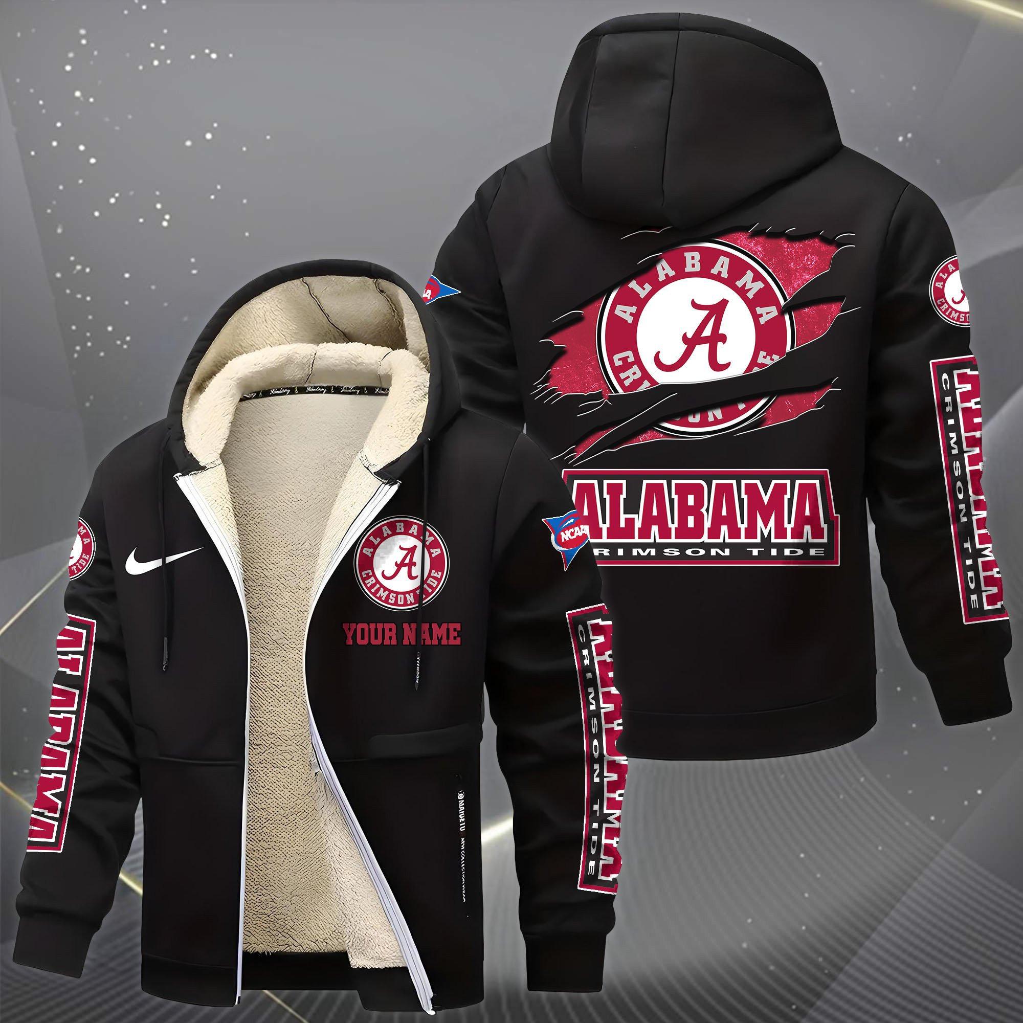 Alabama Crimson Tide Hoodies Zip Velvet Coat PB9ZUNL