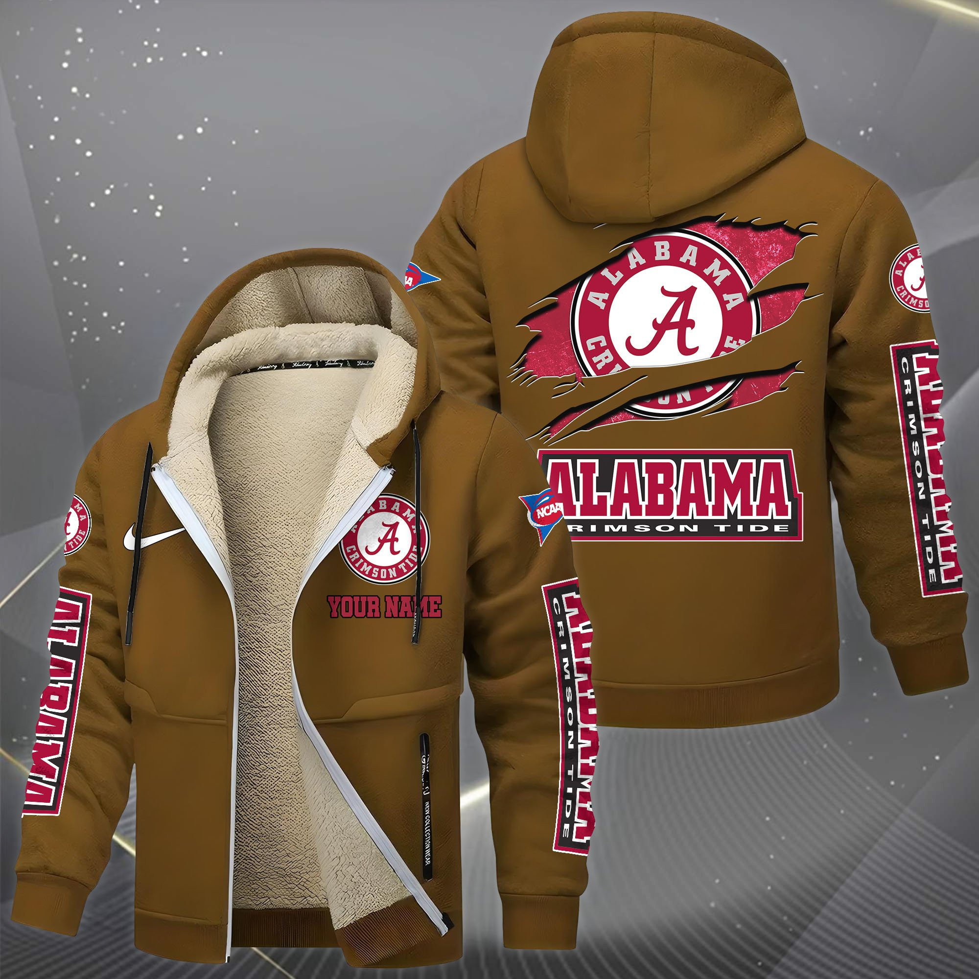 Alabama Crimson Tide Hoodies Zip Velvet Coat PB9ZUNL