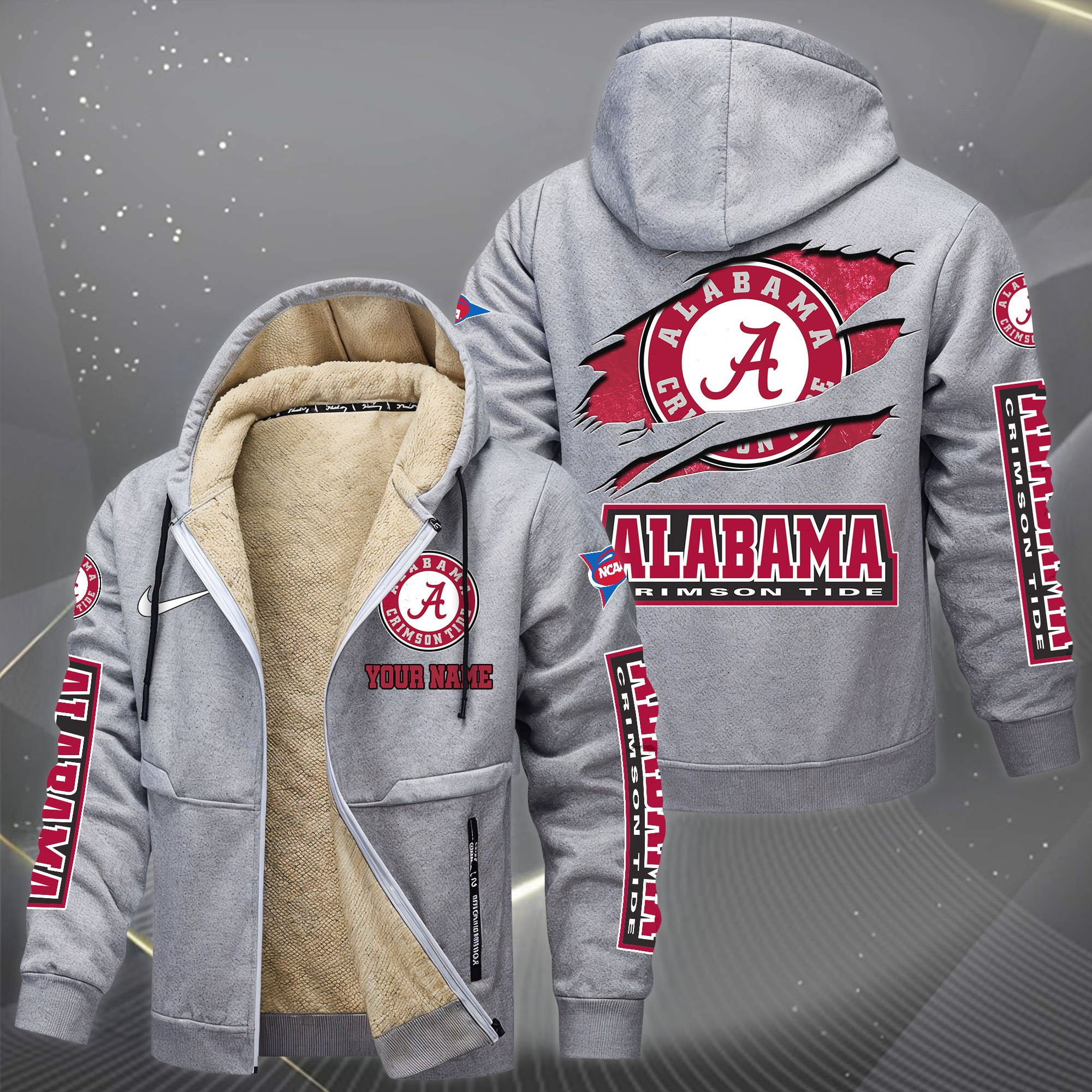 Alabama Crimson Tide Hoodies Zip Velvet Coat PB9ZUNL
