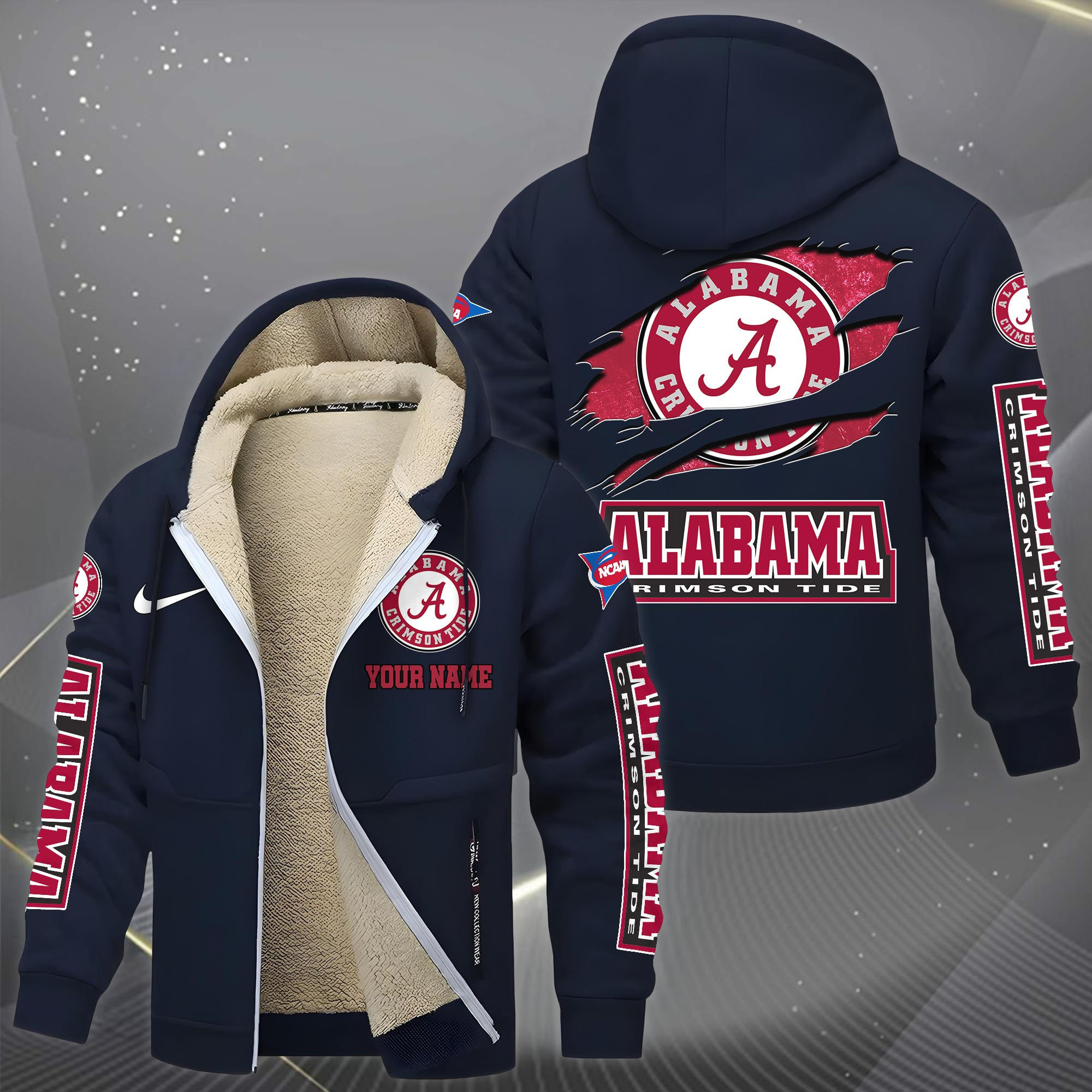 Alabama Crimson Tide Hoodies Zip Velvet Coat PB9ZUNL
