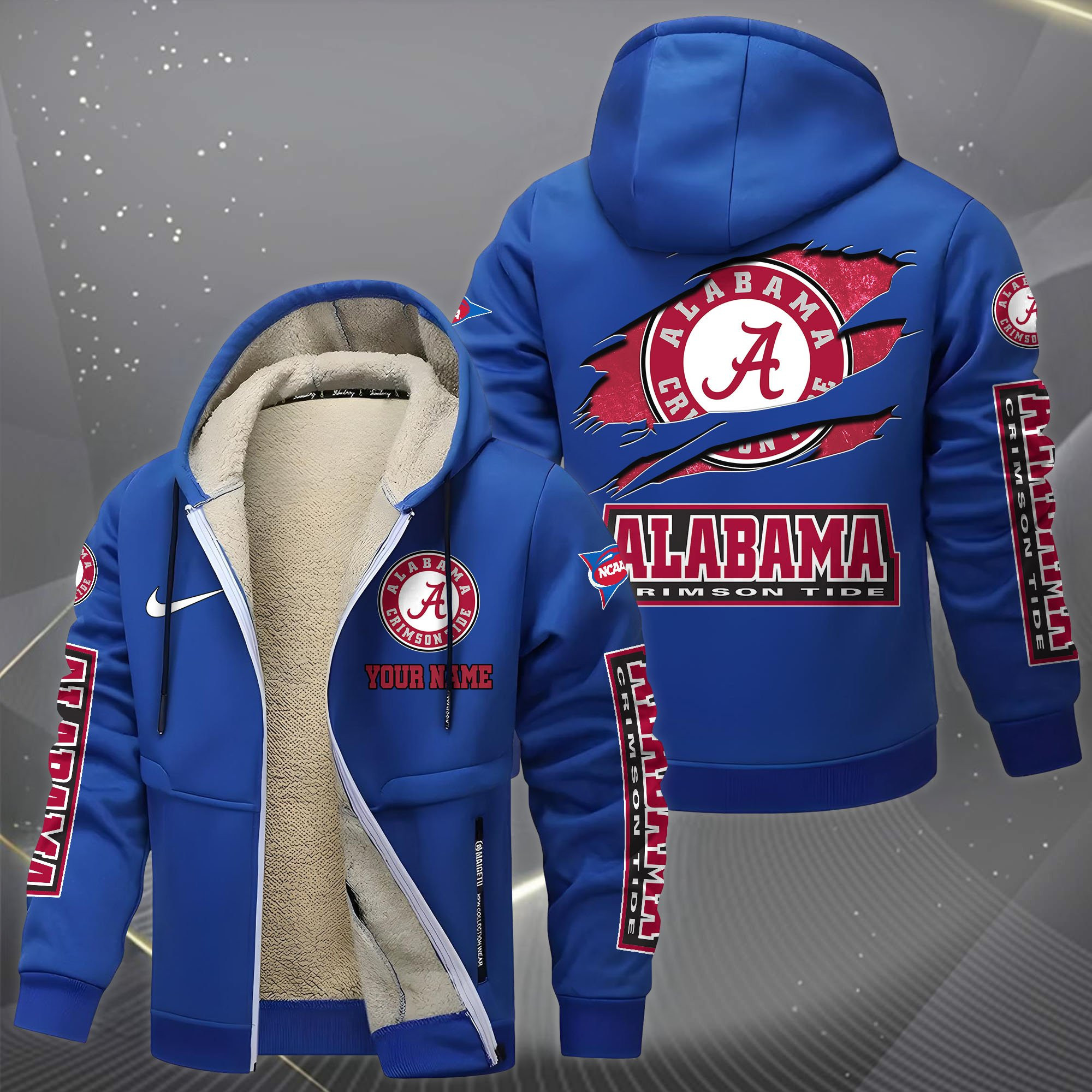 Alabama Crimson Tide Hoodies Zip Velvet Coat PB9ZUNL