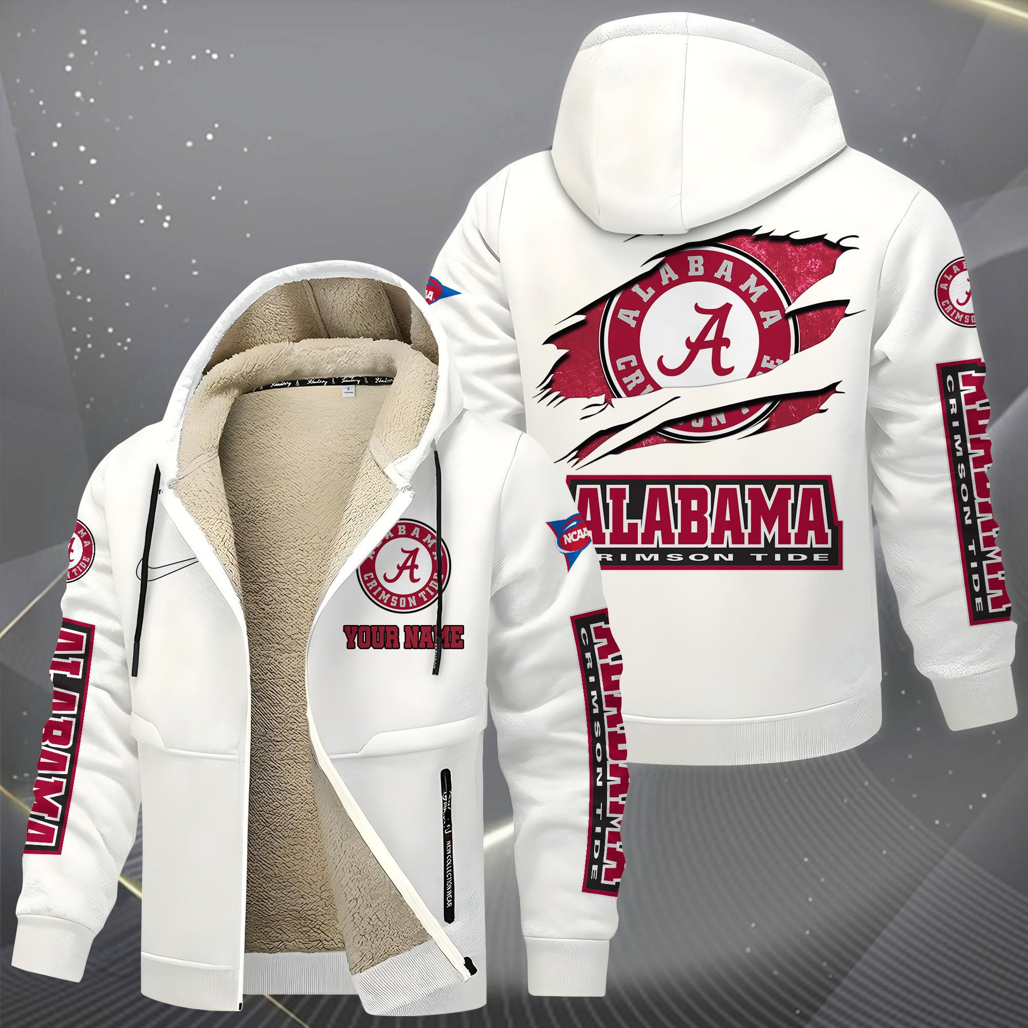 Alabama Crimson Tide Hoodies Zip Velvet Coat PB9ZUNL
