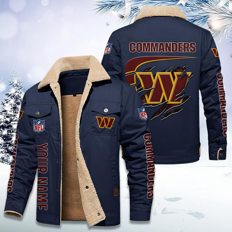 Washington Commanders Personalized Sherpa Fleece Trucker Jacket PB4H4KX