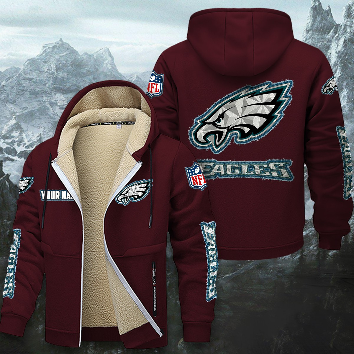 Philadelphia Eagles Sherpa-Lined Zip Hoodie PBXI79T